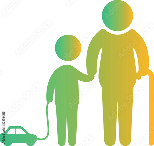 old man and child walking icon vector illustration. Simple editable vector EPS file