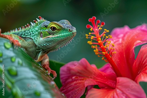 Lizard Perched on Flower