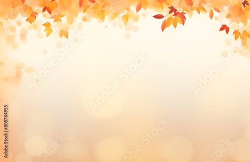 Maple leaf border background in orange watercolor autumn season 