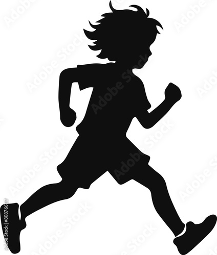 running kids silhouette vector illustration
