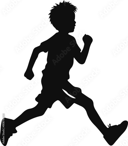 running kids silhouette vector illustration