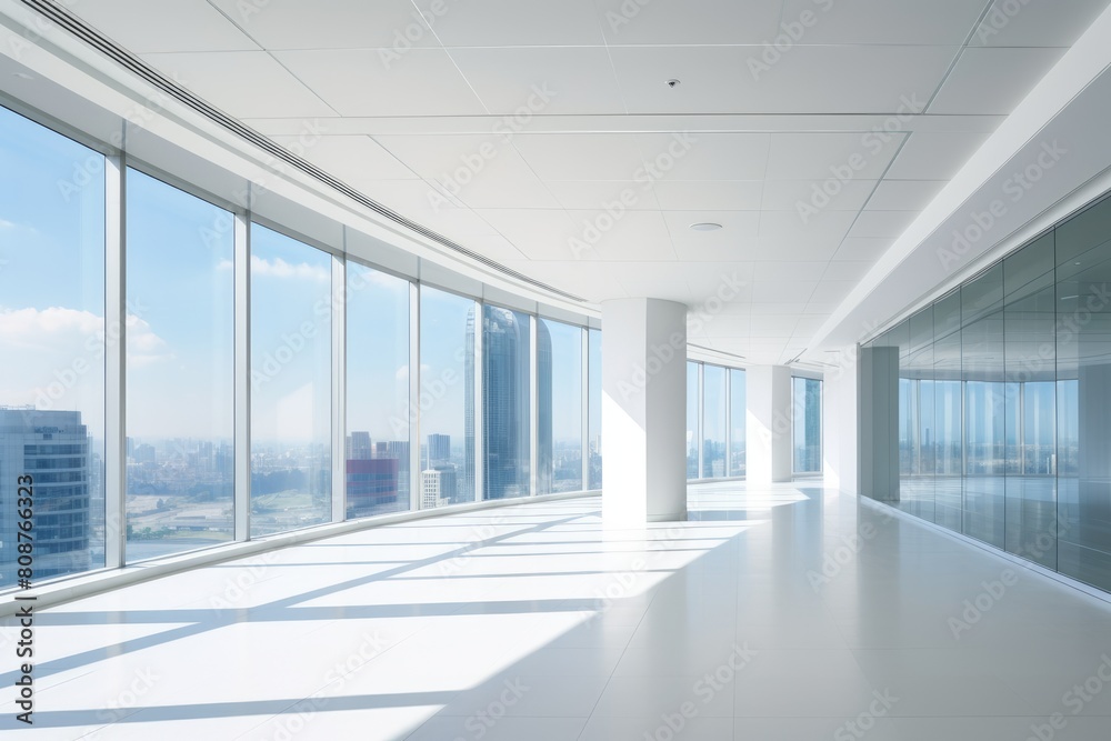 office building with white walls and skyscrapers office building with white walls and skyscrapers