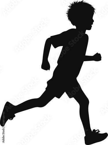 running kids silhouette vector illustration
