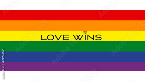 Tęczowa flaga. Miesiąc dumy. LGBTQ.  Love Wins. Równouprawnienie. Wektor. photo