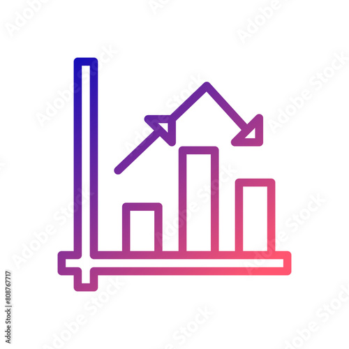 Chart icon gradient blue red business illustration.