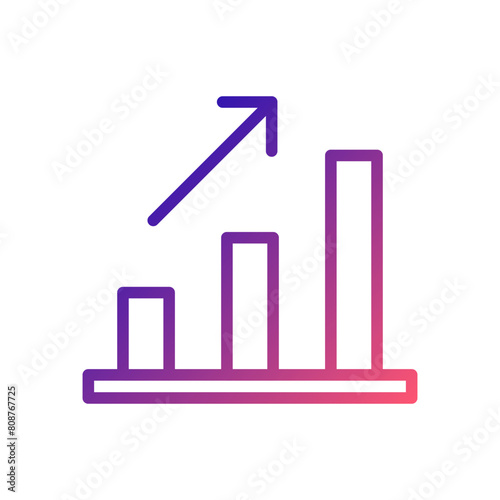 Chart icon gradient blue red business illustration.