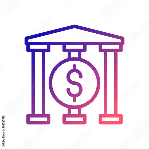 Banking icon gradient blue red business illustration.