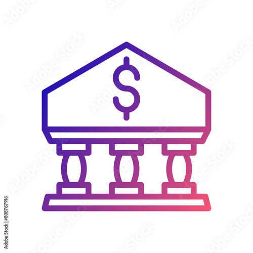 Banking icon gradient blue red business illustration.