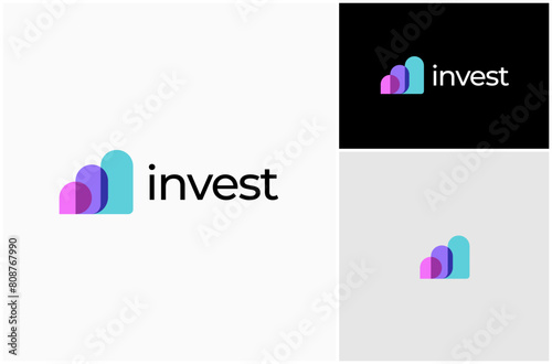 Abstract Data Chart Graph Business Modern Overlapping Color Vector Logo Design Illustration