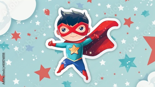 Superhero Red Star Boy Sticker