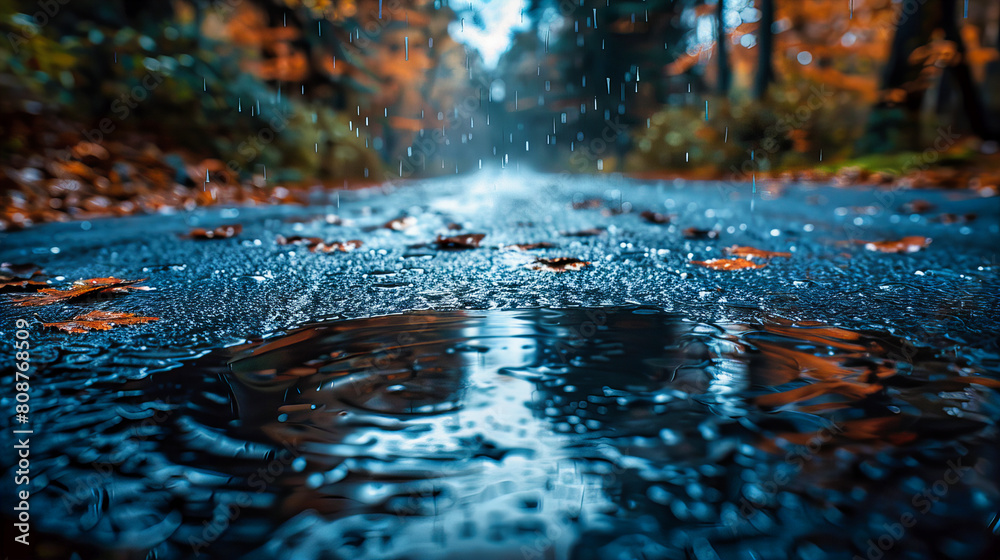 Rainy Street Scene, Water Droplets on Glass with Reflections of Urban Life, Moody and Wet Weather Rainy Street Scene, Water Droplets on Glass with Reflections of Urban Life, Moody and Wet Weather