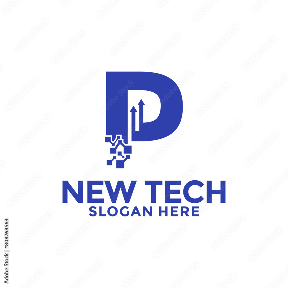 Initials P Technology logo, Modern Tech Initial logo template