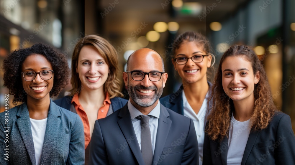 Diverse Team of Professional Accountants Smiling in Corporate Environment Diverse Team of Professional Accountants Smiling in Corporate Environment
