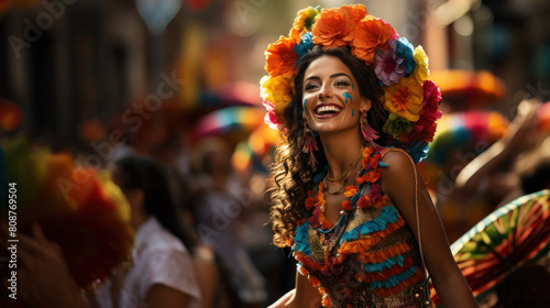 Vibrant Mexican Dancer in Traditional Costume Celebrating at a Festival © AS Photo Family