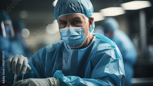 Focused Surgeon Preparing for Operation in Hospital Environment