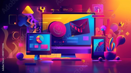 For a web design service concept illustration, you might want to create an image that communicates the essence of web design, creativity, and professionalism. photo