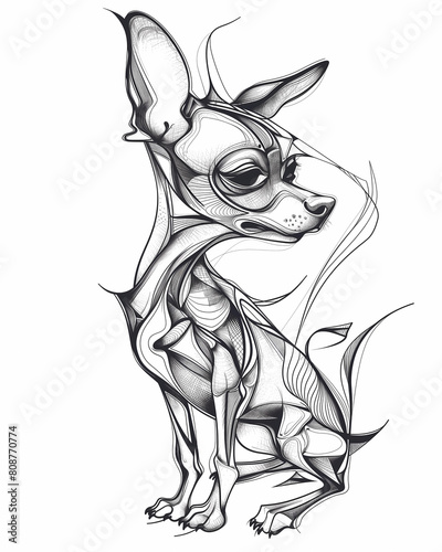 Abstract Dog Illustration for T-Shirt Design or Outwear. Sketch graphic style background.