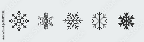 Snowflake winter icon set silhouette. Easy editable symbol for design.
