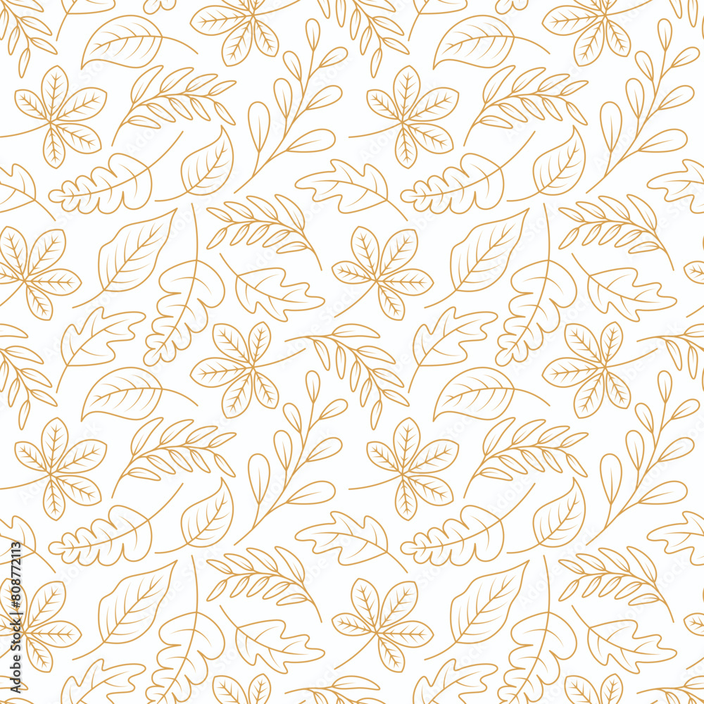 Seamless pattern with leaves creeper. Endless natural illustration