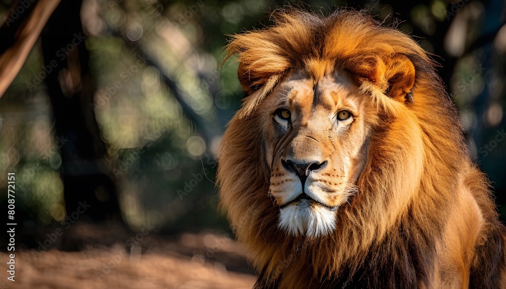 Majestic Lion Posing in Zoo