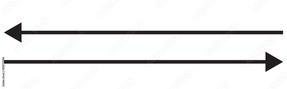 Straight long arrow, left thin line, black cursor, horizontal element, thick pointer vector icon isolated on white background. Simple illustration Straight long arrow, left thin line, black cursor, horizontal element, thick pointer vector icon isolated on white background. Simple illustration