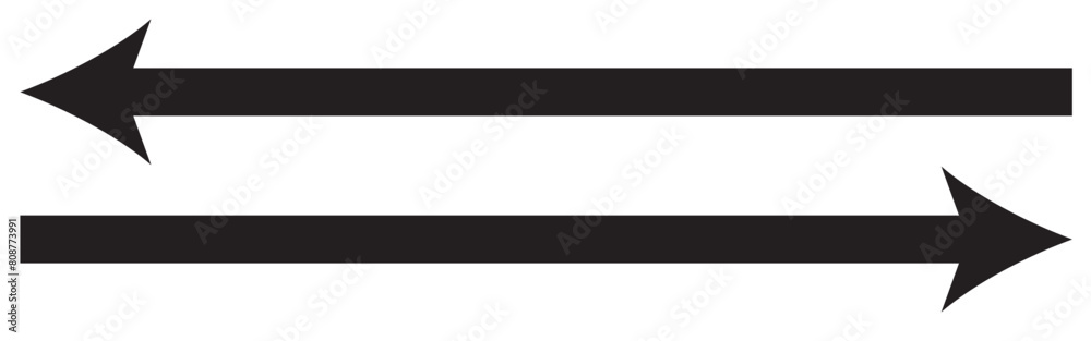 Horizontal dual thin long straight double ended arrow. Contour isolated vector image on white background. Horizontal dual thin long straight double ended arrow. Contour isolated vector image on white background.
