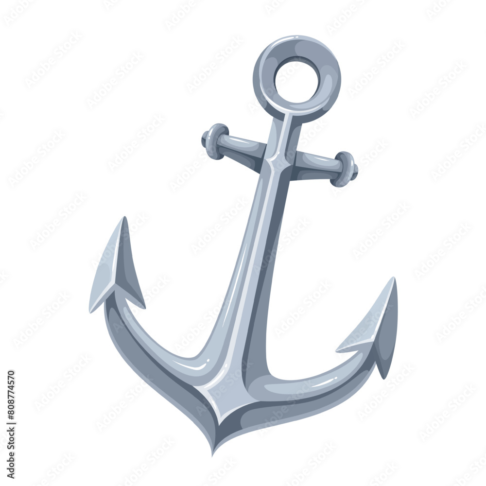 Metal anchor, cartoon nautical equipment of ship. Cute antique sharp anchor for stability of pirate and fisher boat, yacht and sailboat in sea and ocean water waves cartoon vector illustration Metal anchor, cartoon nautical equipment of ship. Cute antique sharp anchor for stability of pirate and fisher boat, yacht and sailboat in sea and ocean water waves cartoon vector illustration