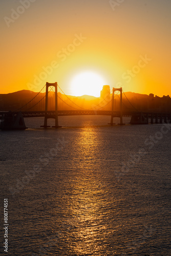 Xinghai Bay Bridge at sunset photo