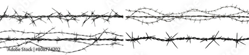 Set of barbed wires cut out photo