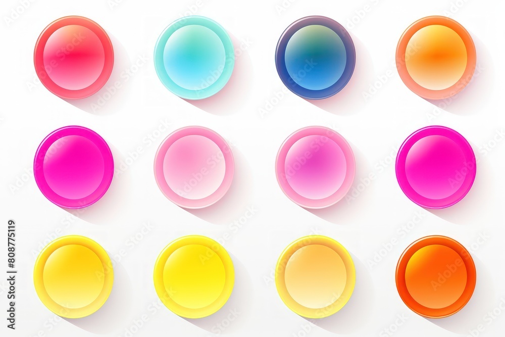 A set of flat buttons with gradient colors on a white background A set of flat buttons with gradient colors on a white background