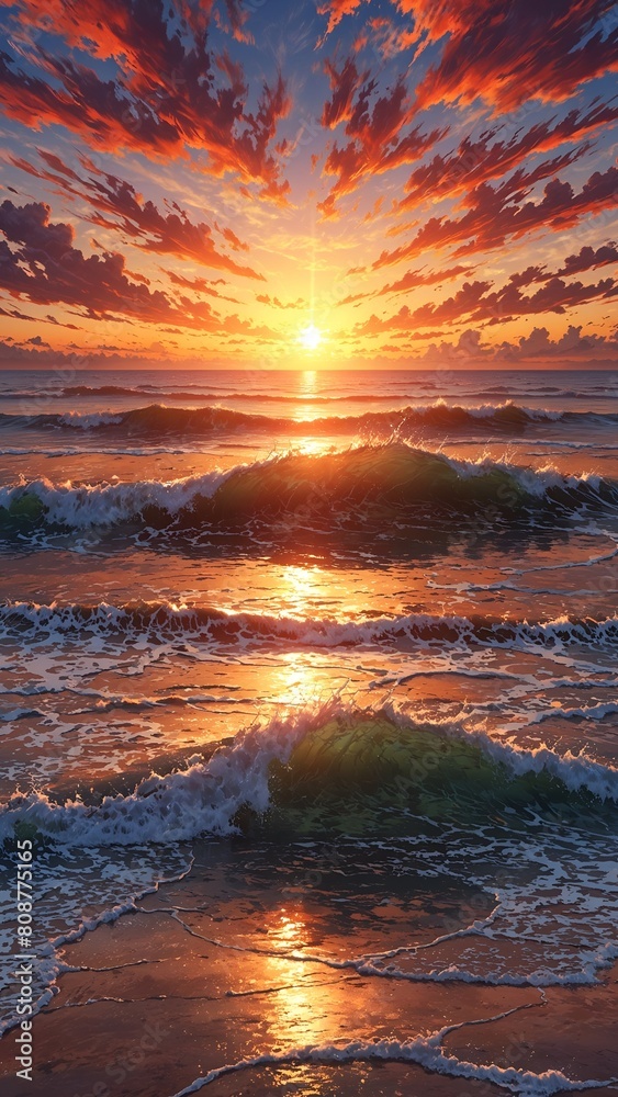 Hyper realistic sunset over sea