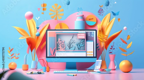 For a web design service concept illustration, you might want to create an image that communicates the essence of web design, creativity, and professionalism. photo