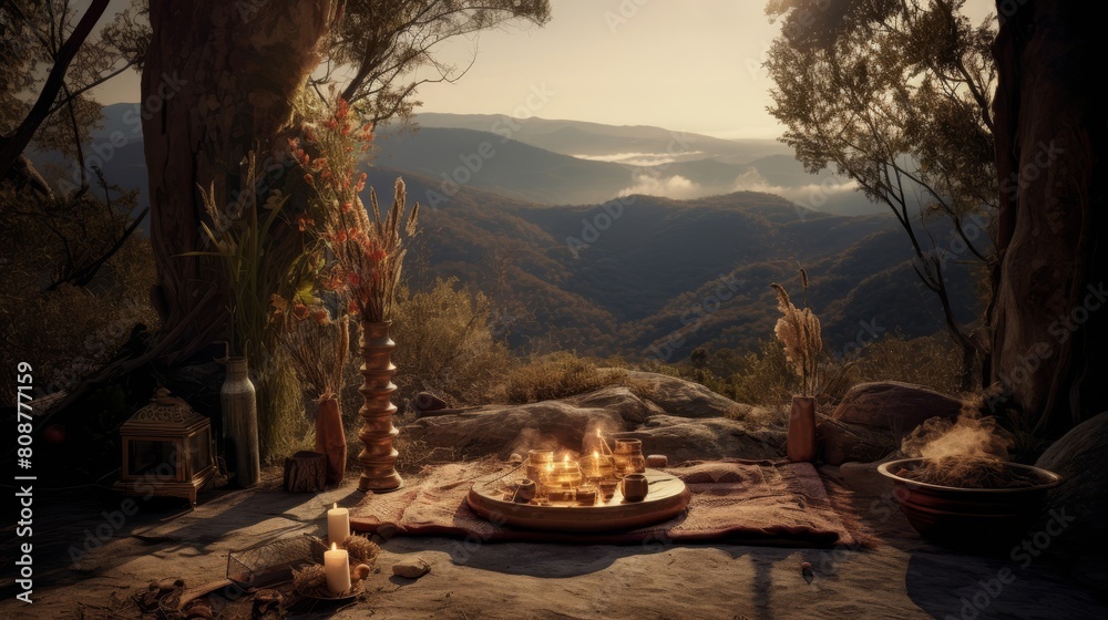 Greek mystics' sacred mountaintop retreat with altars incense