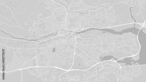 Background Cork map, Ireland, white and light grey city poster. Vector map with roads and water.