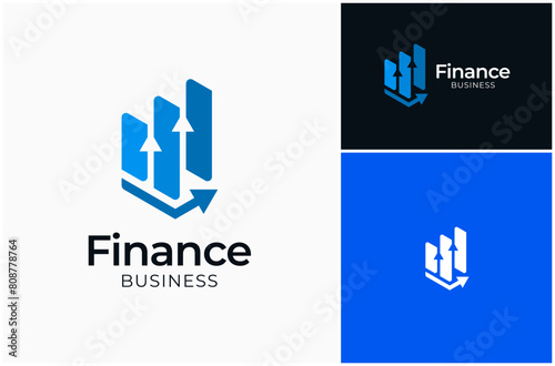 Finance Business Financial Accounting Chart Graph Bar Diagram Vector Logo Design Illustration