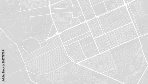 Background Najaf map, Iraq, white and light grey city poster. Vector map with roads and water.