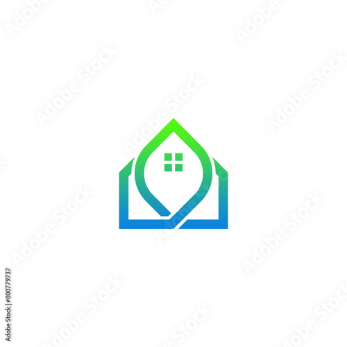 Home leaf or green house vector icon, eco home simple icon.