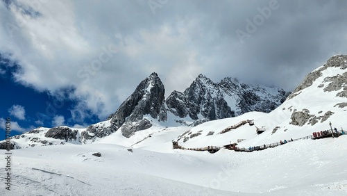 Scenic view of Jade Dragon Snow Mountain in Lijiang, Yunnan, China