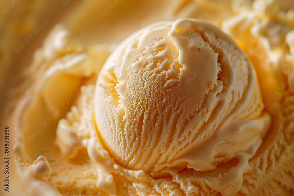Macro photo of delicious vanilla ice cream as background, close up of icecream scoops. Selective focus Macro photo of delicious vanilla ice cream as background, close up of icecream scoops. Selective focus