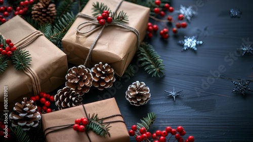 Christmas background with gifts photo