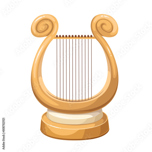 Old harp, cartoon string musical instrument and antique. Golden lyre of ancient Greek muse, harp from symphony orchestra to play classical music, cartoon symbol of inspiration vector illustration