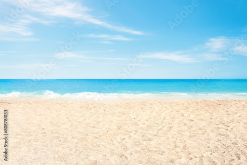 Beautiful beach background. Natural landscape with empty tropical beach.