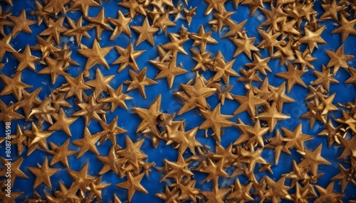 Abstract blue golden mini star background