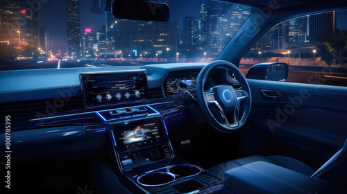 Driver fatigue detection technology captured in a serene interior scene,