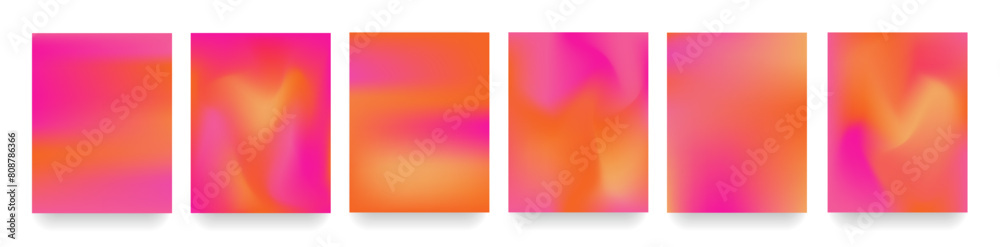 Set Fluid Texture with Pink and Orange Gradient Colors. Background Art Design for Advertising, Web, Social Media, Poster, Banner, Cover. Abstract Summer Templates. Vector Illustration