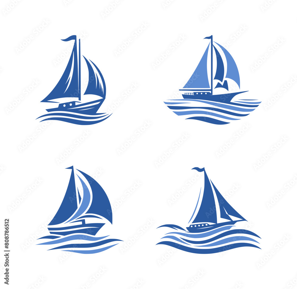 vector set logo of sailboat (artwork 1)