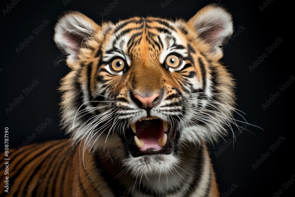 Happy surprised tiger with open mouth. Happy surprised tiger with open mouth.