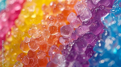 Rainbow rock candy. Hard candy made from sugar syrup. photo