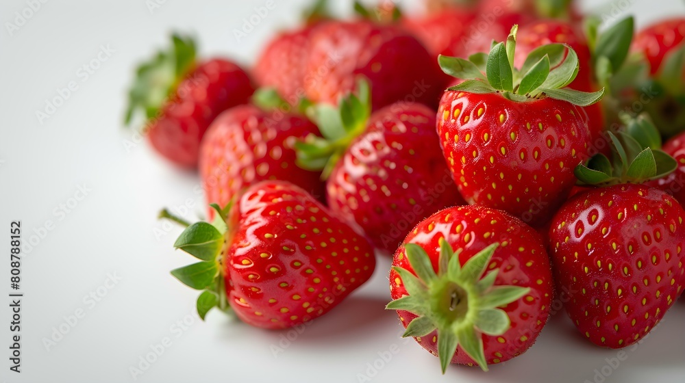 Close up of fresh Strawberries on a white Background Close up of fresh Strawberries on a white Background