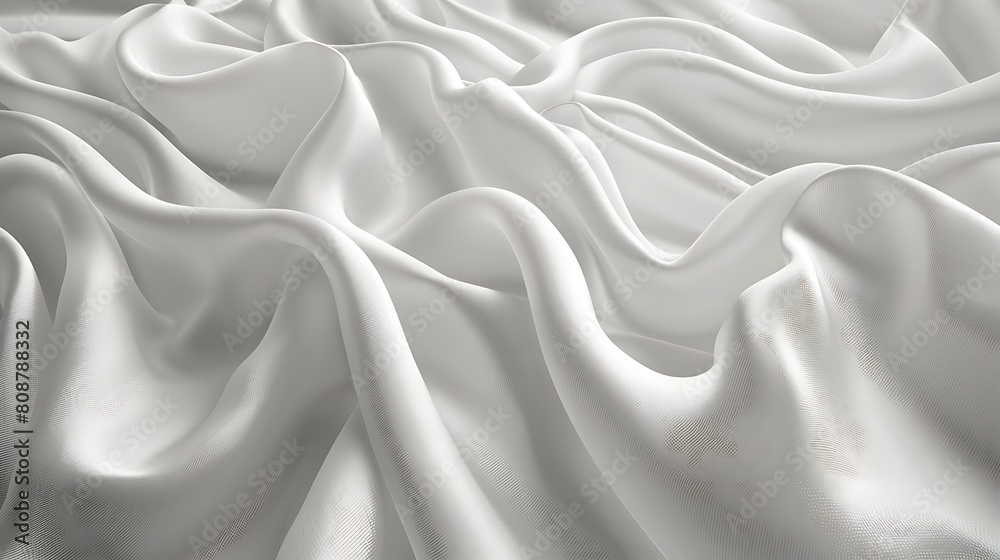 Obraz premium A photorealistic depiction of white velvet, with a focus on the plush and gentle folds that reflect purity and tranquility.